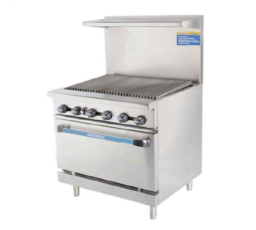 Product image #1 for Turbo Air Radiance Heavy Duty 36-Inch LP Gas Commercial Range with Radiant Charbroiler Top and Standard Oven Base