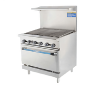 Turbo Air Radiance Heavy Duty 36-Inch LP Gas Commercial Range with Radiant Charbroiler Top and Standard Oven Base