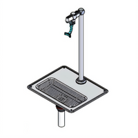 T&S Brass 16-Inch Deck-Mount Pedestal Water Station Glass Filler with Adjustable Flow and Drip Pan