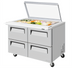 Thumbnail image #1 for Turbo Air Super Deluxe 48-1/4-Inch Two-Section Refrigerated Mega Top Sandwich/Salad Prep Table with Glass Lid and 4 Drawers