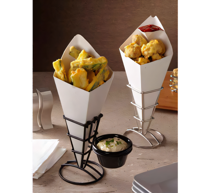 Product image #1 for Black Square Stainless Steel Fry Cone Holder, 5 1/4 Inch High