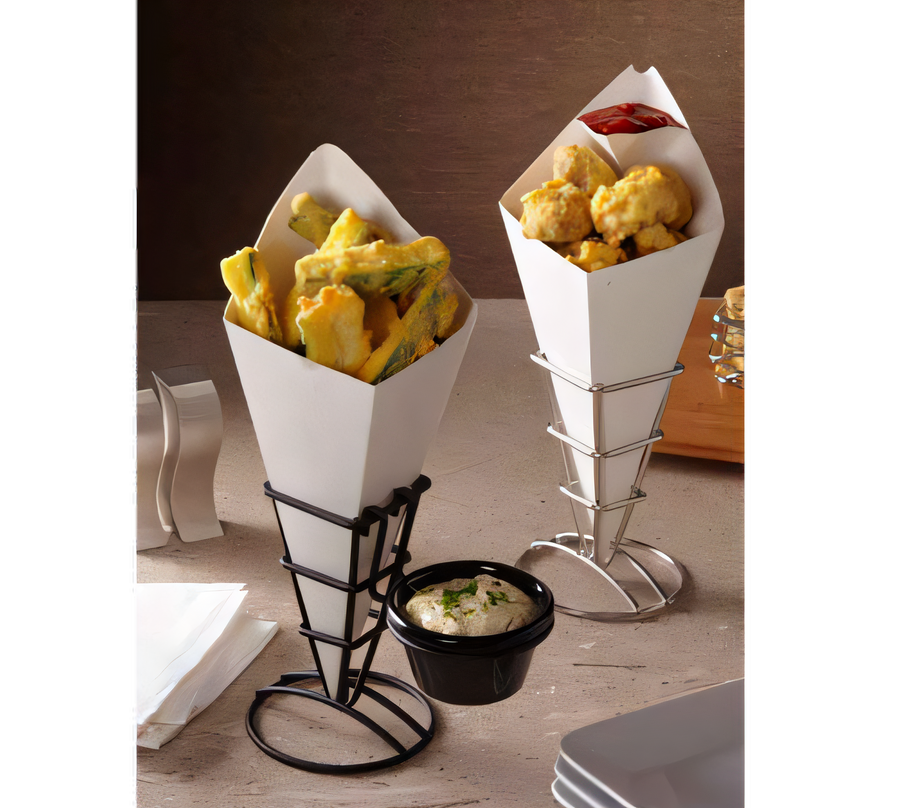 Product image #1 for Black Square Stainless Steel Fry Cone Holder, 5 1/4 Inch High