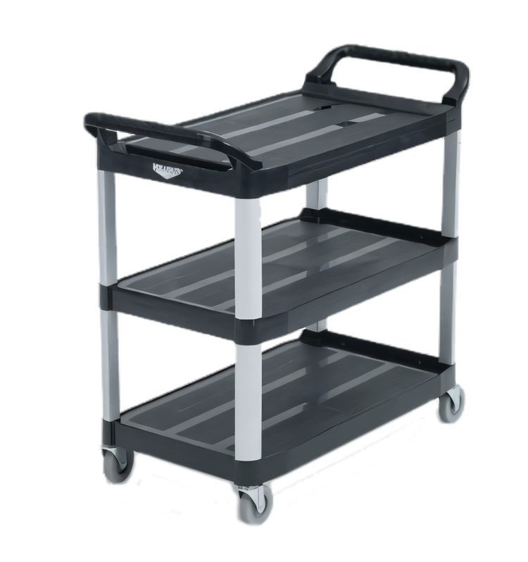 Product image #1 for Vollrath Black 3-Shelf Polypropylene Multi-Purpose Bus Cart, 300 lb Capacity
