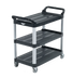 Thumbnail image #1 for Vollrath Black 3-Shelf Polypropylene Multi-Purpose Bus Cart, 300 lb Capacity
