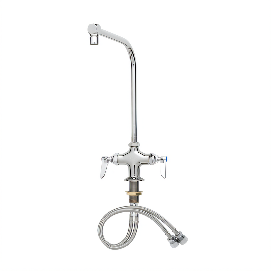 Product image #1 for T&S Brass Single-Hole Mixing Faucet with 8-Inch 90° Swing Nozzle and Lever Handles