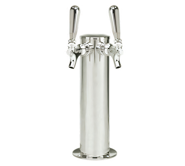 Product image #1 for Air-Cooled Single 3-Inch Column Beer Draft Tower with 2 Faucets, Polished Stainless Steel