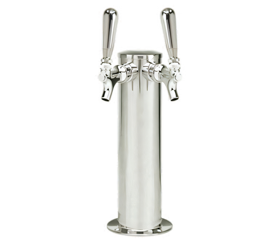 Product image #1 for Air-Cooled Single 3-Inch Column Beer Draft Tower with 2 Faucets, Polished Stainless Steel