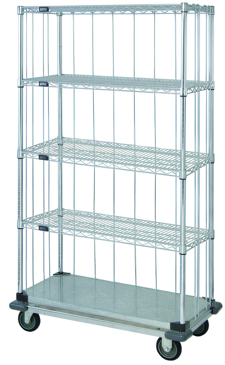 Product image #1 for Quantum Chrome-Plated Mobile Enclosure Cart with 5 Shelves, 36 x 24 x 81 Inches