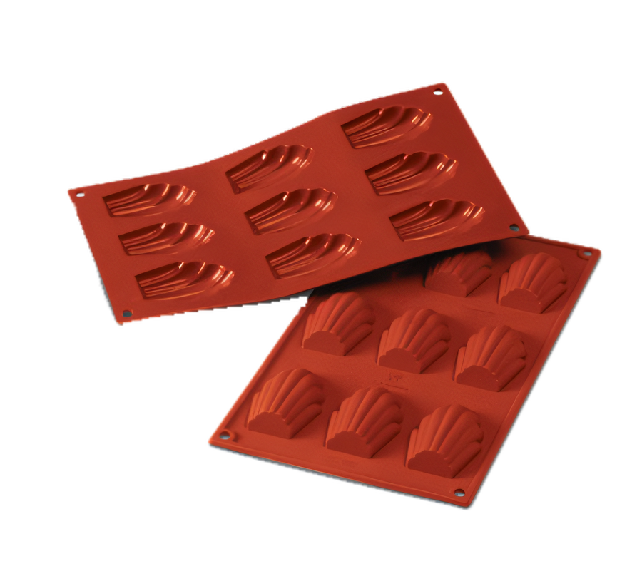 Product image #1 for Silikomart Red Madeleine Silicone Mold, 9-Cavity, 7 x 11-3/4 Inch