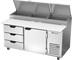 Thumbnail image #1 for Beverage-Air DPD67HC-3 67-Inch Two-Section Pizza Top Refrigerated Prep Table with 3 Drawers and 1 Door