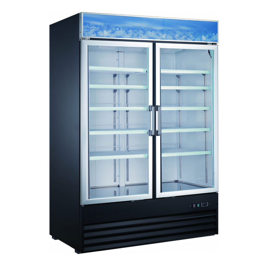 Product image #1 for Black Diamond 2-Section Refrigerated Glass Door Merchandiser, 45 Cu. Ft., Black, Bottom-Mount Self-Contained