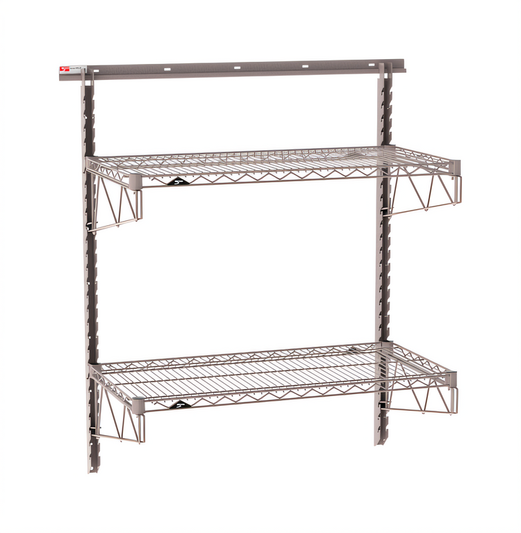 Product image #1 for Metro SmartWall Two-Shelf Wall-Mounted Shelving Starter Kit with Wire Shelves, Metroseal Gray