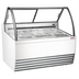 Thumbnail image #1 for Omcan White 10-Pan Gelato Display Showcase, 55.4-Inch Wide, Curved Glass, LED Lighting and Sliding Rear Doors