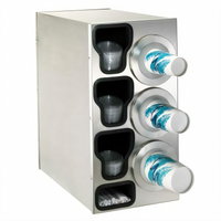 Adjustable Stainless Steel Cup Dispensing Cabinet with Lid Chutes and Straw Organizer