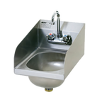 Thumbnail image #1 for Eagle Group HSAN-10-F-LRS Wall-Mounted 304 Stainless Steel Hand Sink with Faucet, Basket Drain and Side Splashes, 12-Inch Wide