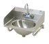Thumbnail image #1 for Eagle Group Wall-Mount 304 Stainless Steel Hand Sink with Gooseneck Faucet, Basket Drain, Side Splashes, and Wall Support
