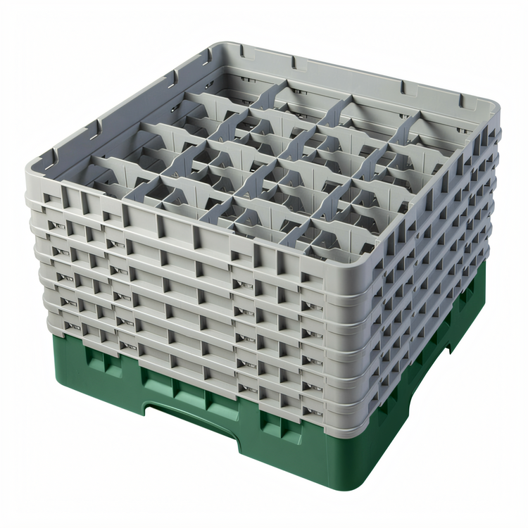 Product image #2 for Cambro Camrack Full-Size 16-Compartment Glass Rack with 6 Extenders, Sherwood Green