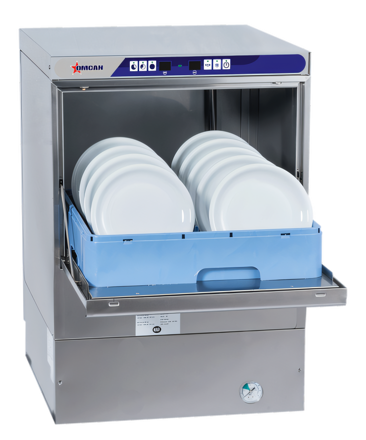 Product image #1 for Omcan Undercounter High-Temperature Door-Type Dishwasher with Digital Control, 20 x 20 Rack