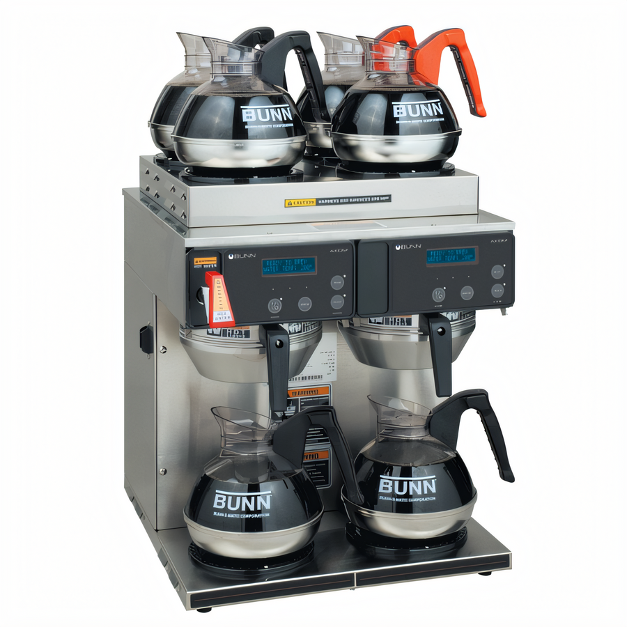 Product image #1 for BUNN AXIOM 4/2 Twin Automatic Fill Double Commercial Drip Coffee Brewer with 6 Warmers, 15 Gallons per Hour
