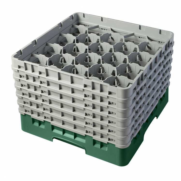 Product image #1 for Cambro Camrack® Full-Size 20-Compartment Glass Rack with 6 Extenders, Sherwood Green
