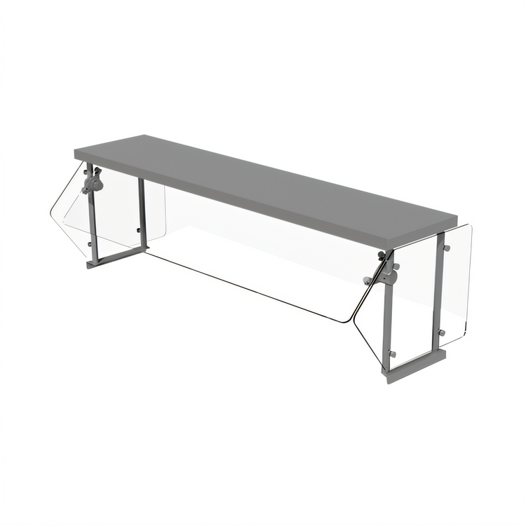 Product image #1 for Advance Tabco Sleek Shield Self-Service Adjustable Glass Food Shield with 15-Inch Stainless Steel Top Shelf for 4-Well Hot or Cold Food Tables
