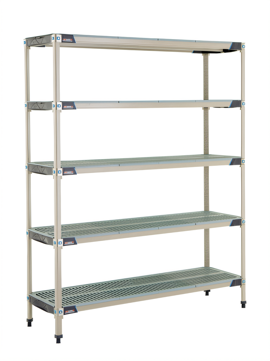Product image #1 for MetroMax i 5-Tier Starter Polymer Shelving Unit, Open Grid, 60 W x 18 D x 74 H, Blue