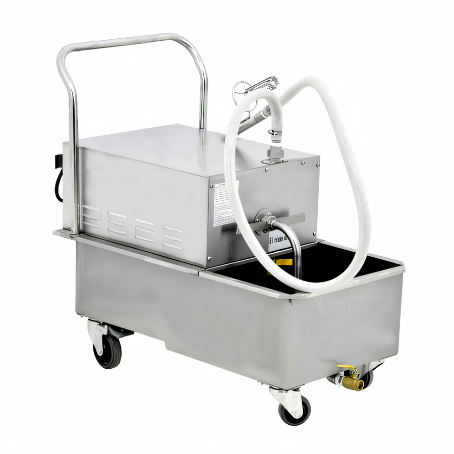 Product image #1 for Omcan Mobile Stainless Steel Oil Filtering Machine, 23 Liter (44 lb.) Capacity, 120V