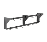 Eagle Group 60-Inch Wall Mounted Double-Bar Aluminum Pot Rack with 10 Double-Pronged Hooks