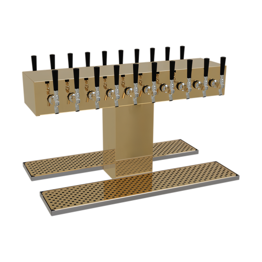 Product image #1 for Single-Column Double-Sided Countertop Draft Dispensing Tower, 20 Faucets, Glycol-Cooled, Polished Brass Finish
