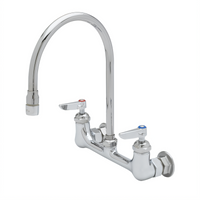 T&S Brass Double Pantry Faucet, Wall Mount, 8