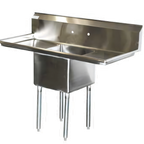 Thumbnail image #1 for Serv-Ware 66-Inch 1 Bowl Economy Sink with Dual 24-Inch Drainboards, 18-Gauge 304 Stainless Steel