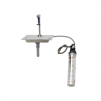 Commercial Water Station with 8-Inch Pedestal Glass Filler, Stainless Steel Drip Pan, Drain, and Water Filtration Kit