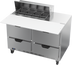 Thumbnail image #1 for Beverage Air 48-Inch Two-Section Refrigerated Sandwich Prep Table with 4 Drawers, 8 1/6-Size Pan Top, and 17-Inch Cutting Board