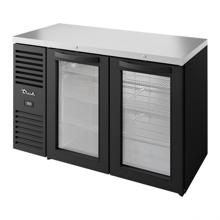 Product image #1 for True 52-Inch Two-Section Back Bar Cooler with Glass Doors and Stainless Steel Top