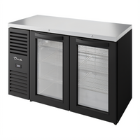 True 52-Inch Two-Section Back Bar Cooler with Glass Doors and Stainless Steel Top