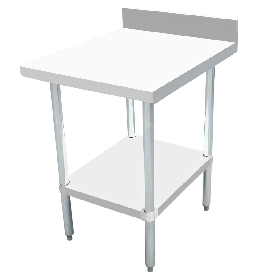 Product image #1 for Omcan 24 x 30 Inch 18 Gauge 304 Stainless Steel Equipment Filler Table with 4 Inch Backsplash and Undershelf