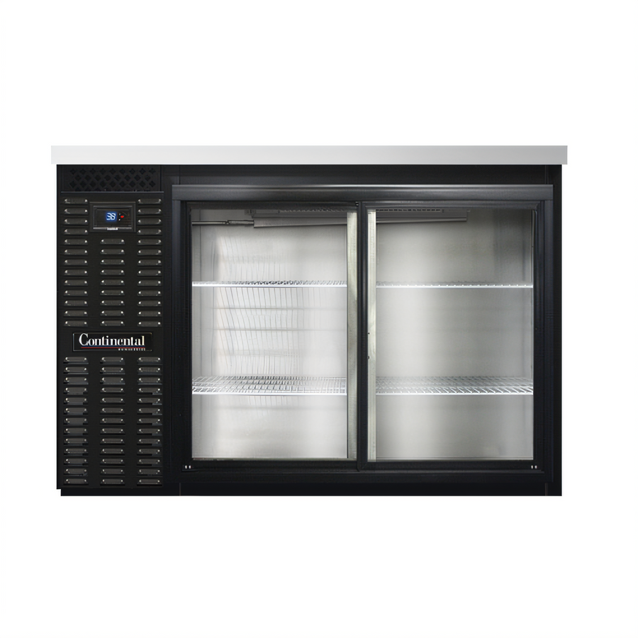 Product image #1 for Continental Refrigerator BB50SNSGD 50" Shallow Depth Back Bar Display Cooler with Sliding Glass Doors