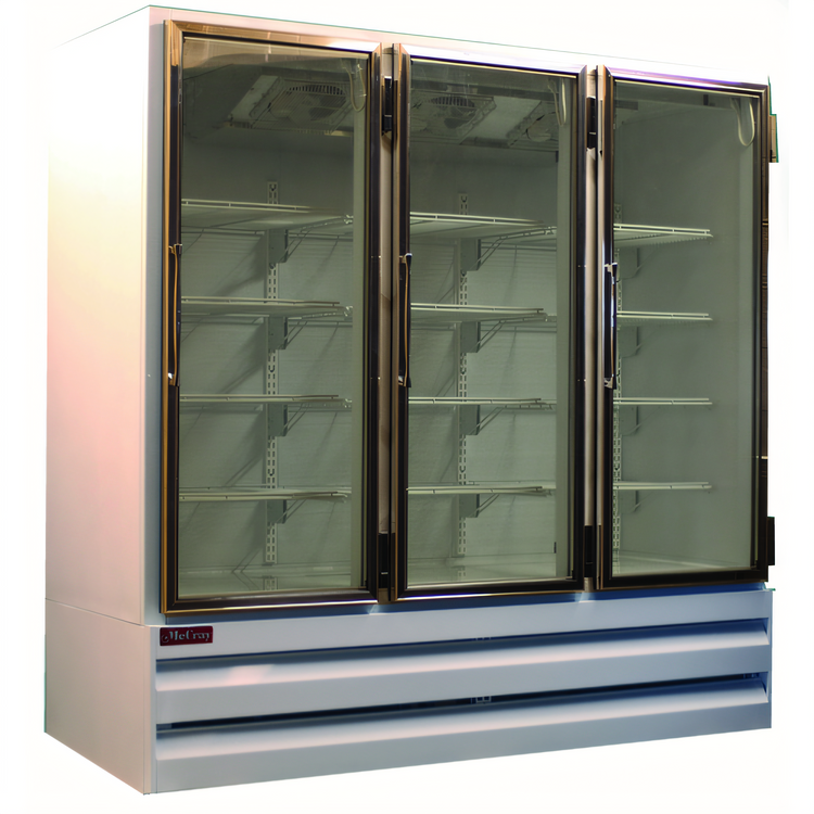 Product image #2 for Howard-McCray 65 Cu. Ft. Three-Section Bottom-Mount Triple-Pane Glass Door Refrigerator Merchandiser, White