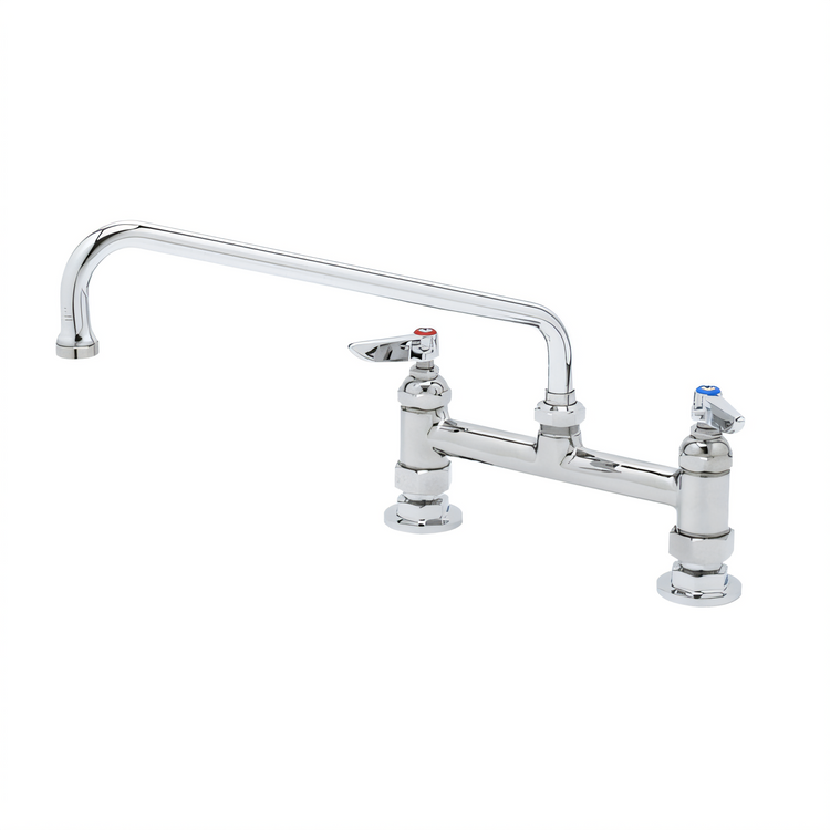 Product image #1 for T&S Brass B-2280-CR Swivel Sink & Double Pantry Faucet, 8-Inch Deck Mount, 12-Inch Swing Nozzle