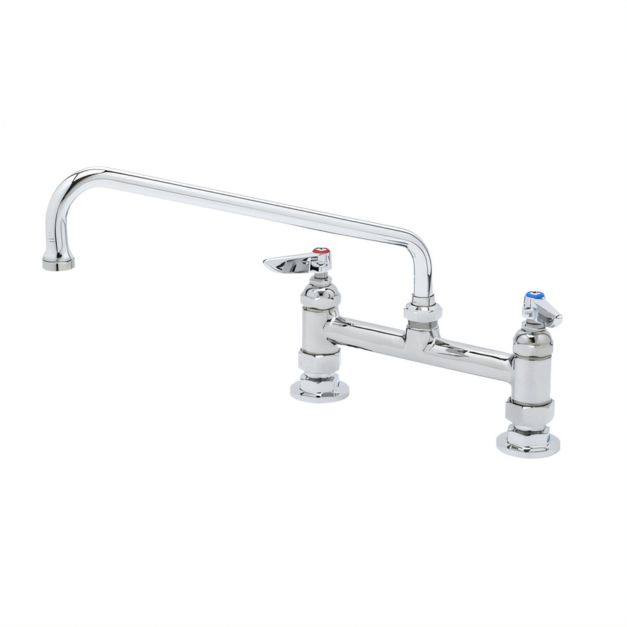Product image #1 for T&S Brass B-2280-CR Swivel Sink & Double Pantry Faucet, 8-Inch Deck Mount, 12-Inch Swing Nozzle