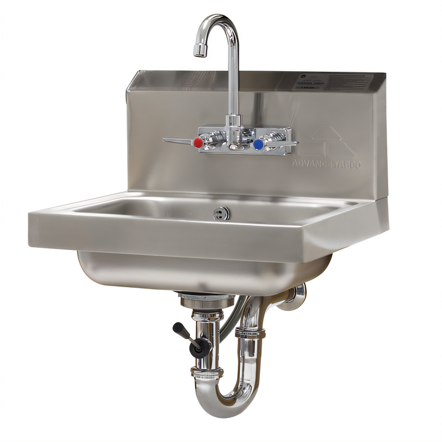 Product image #1 for Advance Tabco Wall Mounted 304 Stainless Steel Hand Wash Sink with Splash-Mounted Gooseneck Faucet, 14 x 10 x 5 Bowl