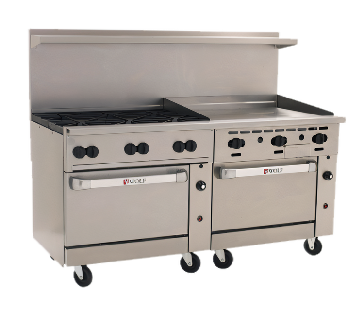 Product image #1 for Wolf Challenger XL 72-Inch Gas Restaurant Range with 6 Open Burners, 36-Inch Griddle and 2 Ovens