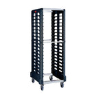 Thumbnail image #1 for Rubbermaid Commercial Products Max System FG332000BLA 18-Slot End-Loading Food Box & Sheet Pan Rack, Plastic, Black, with Casters