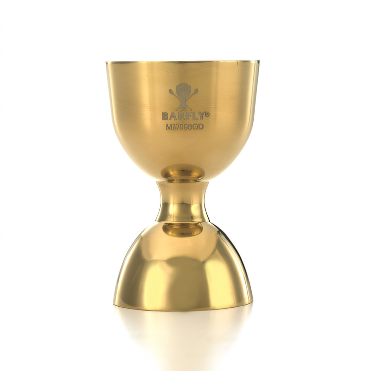 Product image #1 for Barfly Straight Rim Jigger, 25 & 50 ml, One-Piece 18/8 Stainless Steel, Gold Plated Finish