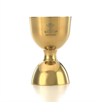 Barfly Straight Rim Jigger, 25 & 50 ml, One-Piece 18/8 Stainless Steel, Gold Plated Finish