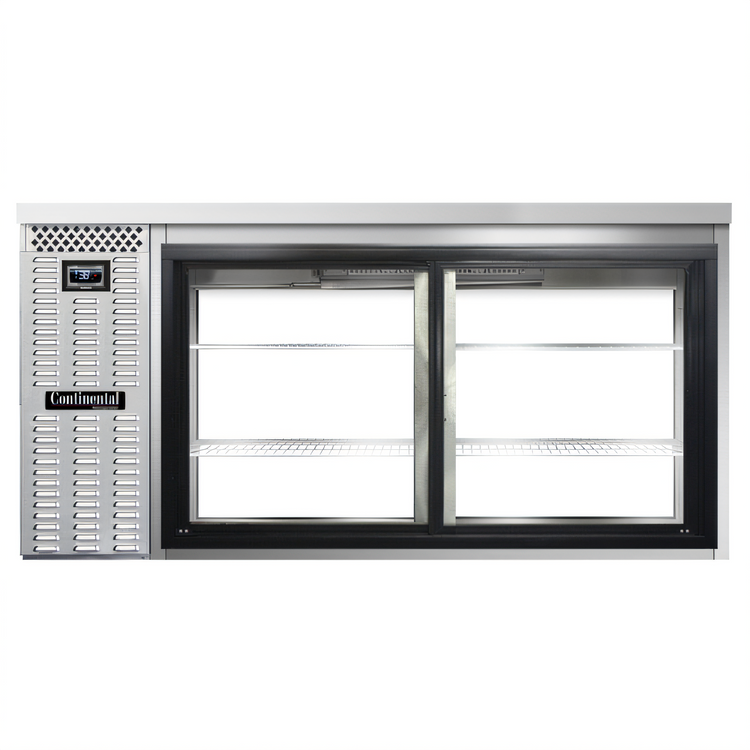 Product image #1 for Continental Refrigerator BB69NSSSGDPT 69" Stainless Steel Pass-Thru Back Bar Cooler with Sliding Glass Doors