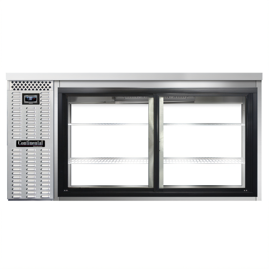 Product image #1 for Continental Refrigerator BB69NSSSGDPT 69" Stainless Steel Pass-Thru Back Bar Cooler with Sliding Glass Doors