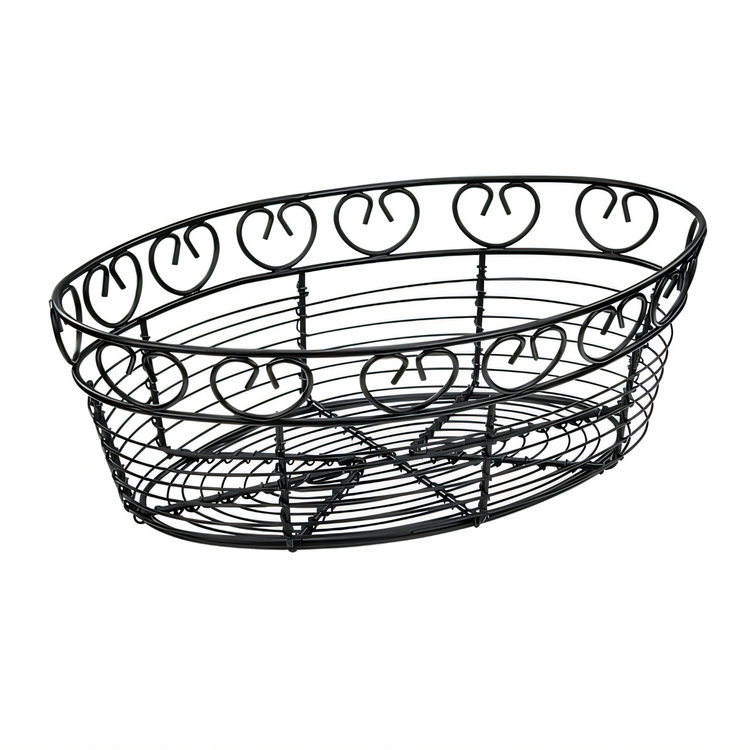 Product image #1 for Winco 10 x 6-1/2 x 3 Inch Oval Black Wire Bread/Fruit Basket
