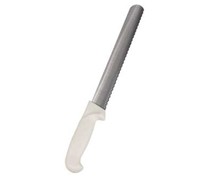 Crestware 10-Inch Serrated Slicer Knife with White Polypropylene Handle