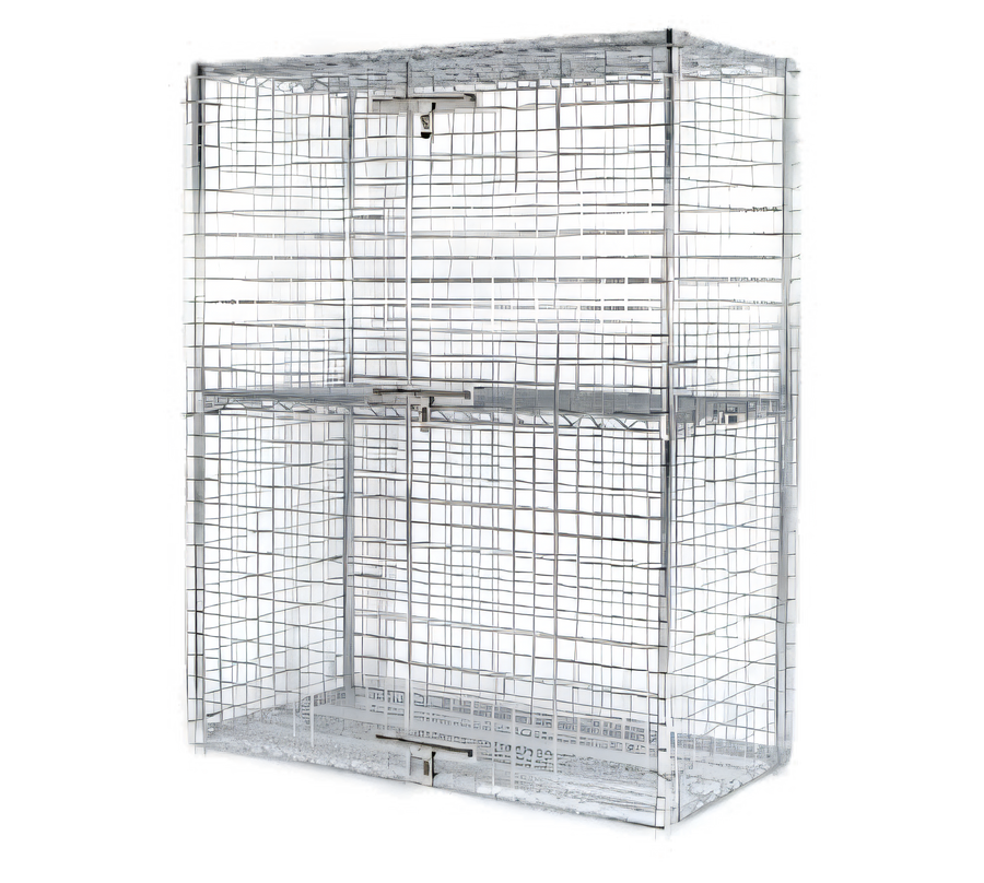 Product image #1 for 48 Inch W x 24 Inch D x 63 Inch H Wire Security Cage with 2 Shelves, Chrome Finish